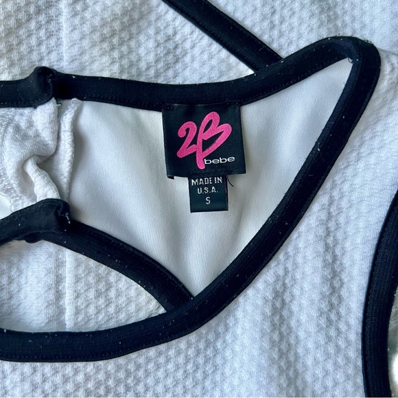 Bebe White Mini Dress with Black Trim - Size Small - Perfect for Summer Parties! - Picture 8 of 9